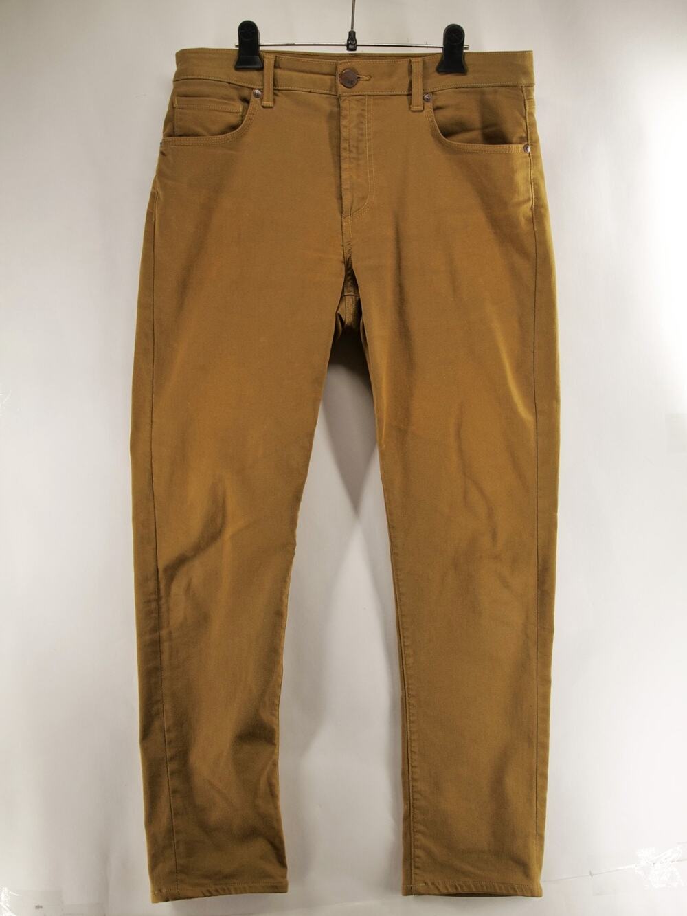 Monfrere Pants Mens 33x30 Slim Fit Khaki Brown Japanese Denim Stretch 5 Pocket